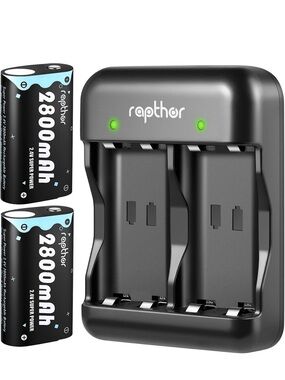 Rapthor Dual Battery Charger with 2x 2800mAh Batteries - Black
